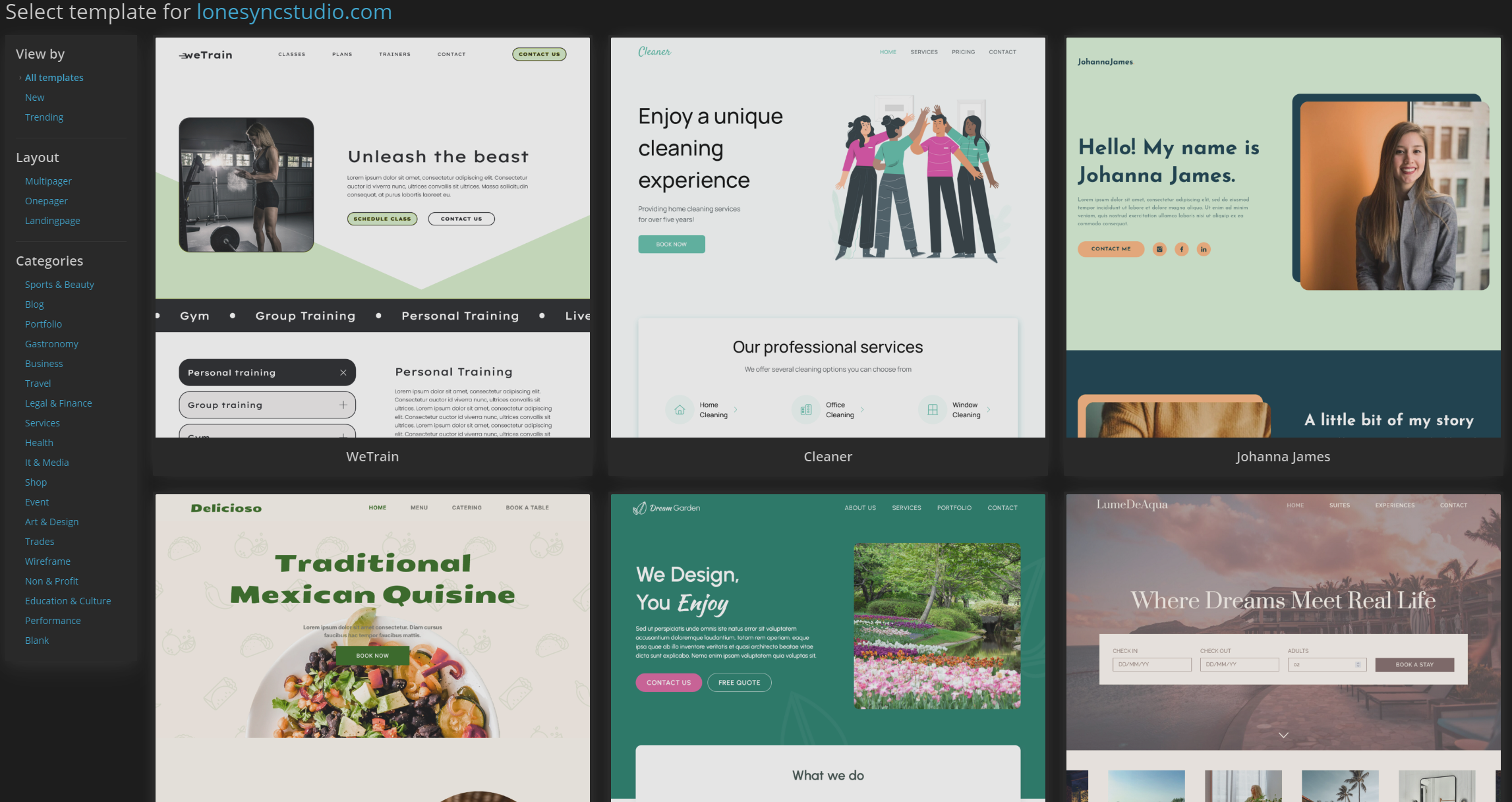 LoneSync Web Studio Feature: Templates