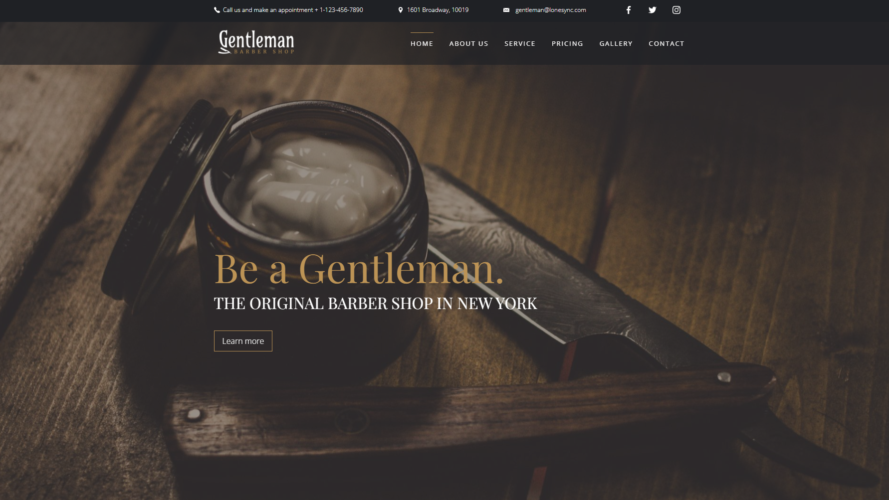 Barber Shop Website Design by LoneSync Website Builder